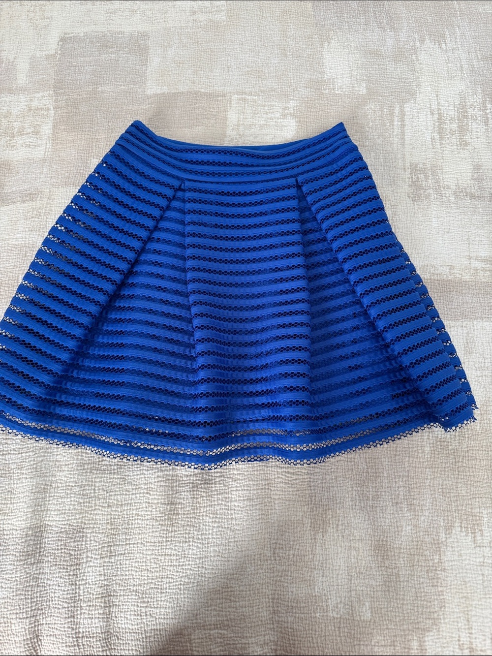 Express Blue Striped Textured Circle Skirt